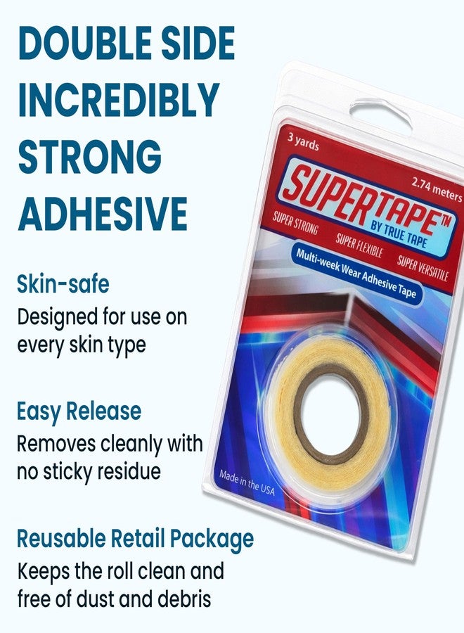 SUPERTAPE Lace Front Wig Tape 3/4 Inch x 3 Yard Roll - Waterproof Double Sided Hair Tape for Wigs and Hairpieces, Ultra Strong Hold Adhesive - Image 2