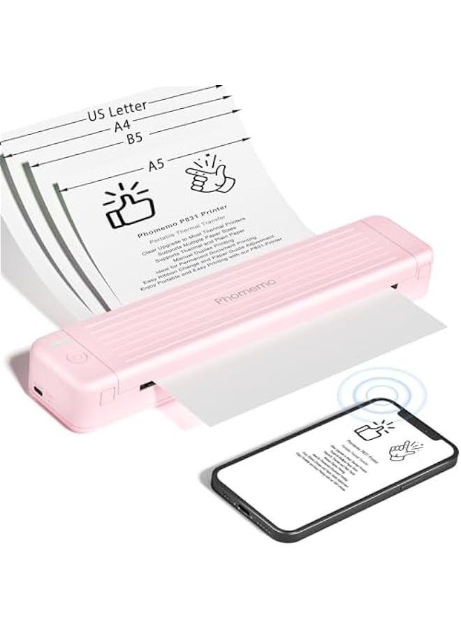 phomemo Portable Printers Wireless for Travel, P831 Bluetooth Thermal Transfer Printer Support US Letter/A4/A5/B5 Copy Paper, 300 DPI Mobile Inkless Printer for iOS, Android & Laptop  - Image 1