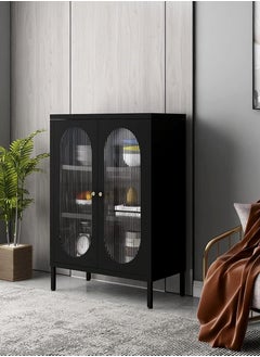 Living Glass Door Sideboard Storage Cabinet With Steel Frame 80*100 CM  - Image 1