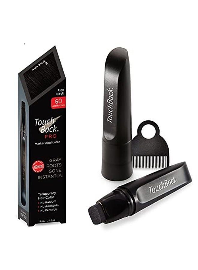 TouchBack PRO Gray Root Touch Up Marker Applicator - Real Hair Color Rich Black - Image 1