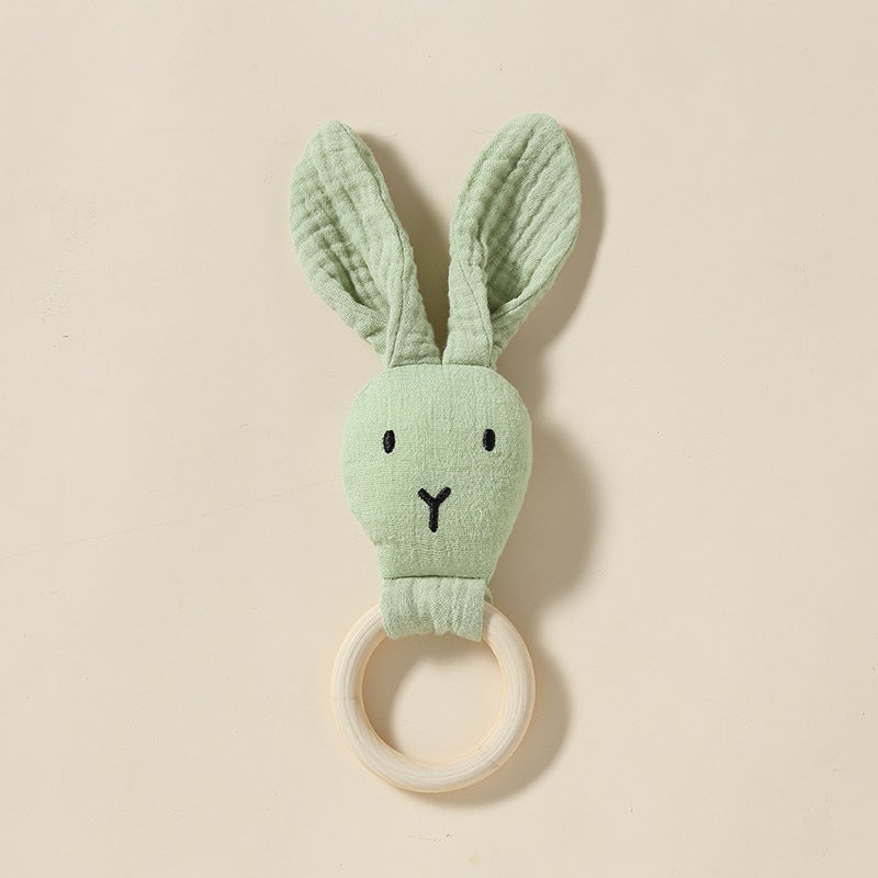 Kapok Yarn Baby Comfort Towel Doll – All-Cotton Bunny Rattle Pendant for Infants - Image 1
