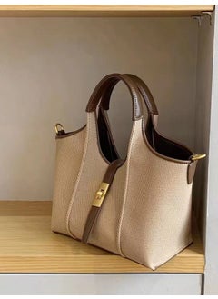 2024 Canvas Large Capacity Bucket Bag with Casual Commuter Wings Khaki