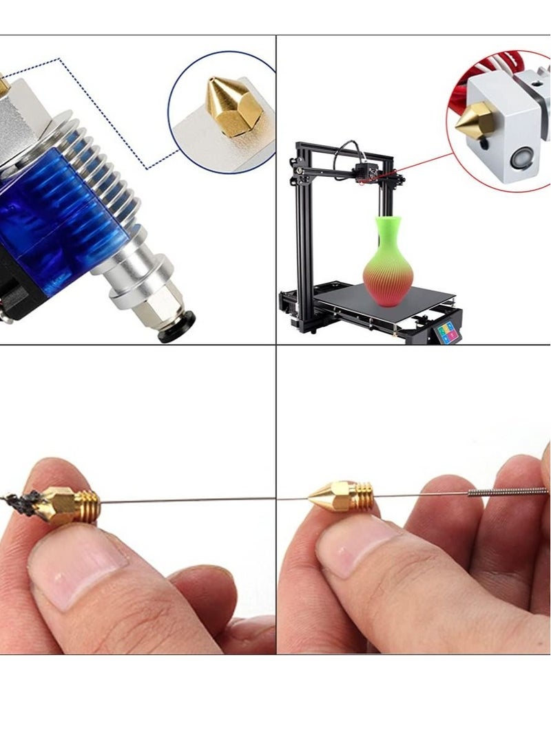 Captaintech 3D Printer Nozzles, DIY Accessories for MK8 0.2mm, 0.3mm, 0.4mm, 0.5mm, 0.6mm, 0.8mm, 1.0mm Tip Brass Nozzles with Storage Case Extruder Print Nozzles (24 Pieces) - Image 3