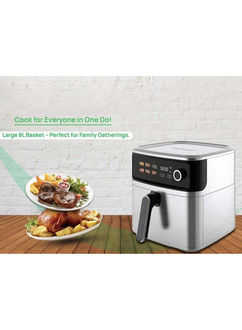 8L Air Fryer with Extra Large Basket, 10 Cooking Programs, LED Display - Oil-Free & Fat-Free Fry, Roast, Bake for Healthy Cooking| Instant Fry, Bake, Roast - Image 2