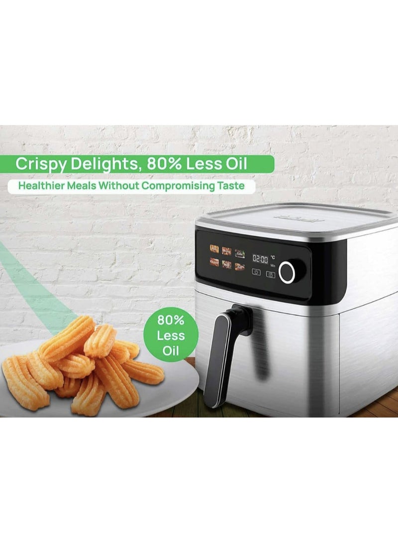 8L Air Fryer with Extra Large Basket, 10 Cooking Programs, LED Display - Oil-Free & Fat-Free Fry, Roast, Bake for Healthy Cooking| Instant Fry, Bake, Roast - Image 3