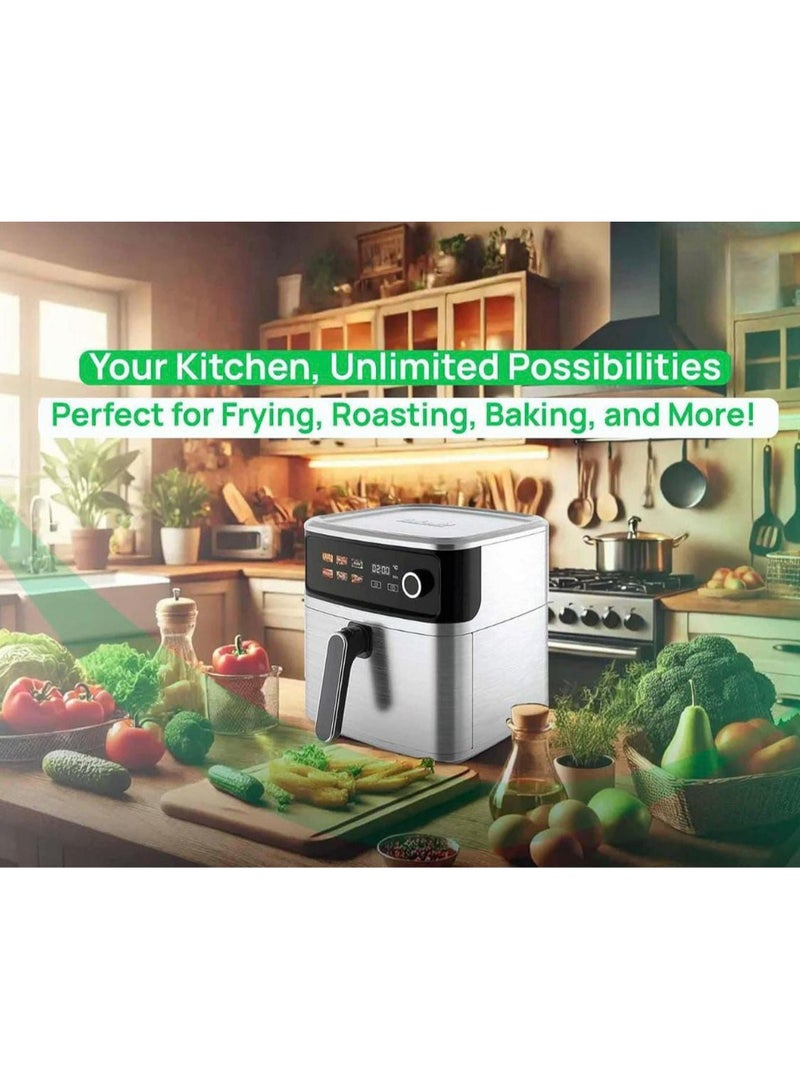 8L Air Fryer with Extra Large Basket, 10 Cooking Programs, LED Display - Oil-Free & Fat-Free Fry, Roast, Bake for Healthy Cooking| Instant Fry, Bake, Roast - Image 5