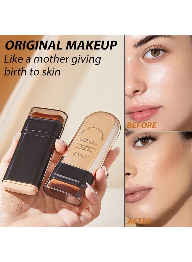 TVLV Concealer Foundation Cream - 2-in-1 Concealer & Foundation Stick Waterproof, Sweat-Resistant,Covers Dark Circles,Flawless Makeup #03 - Image 5
