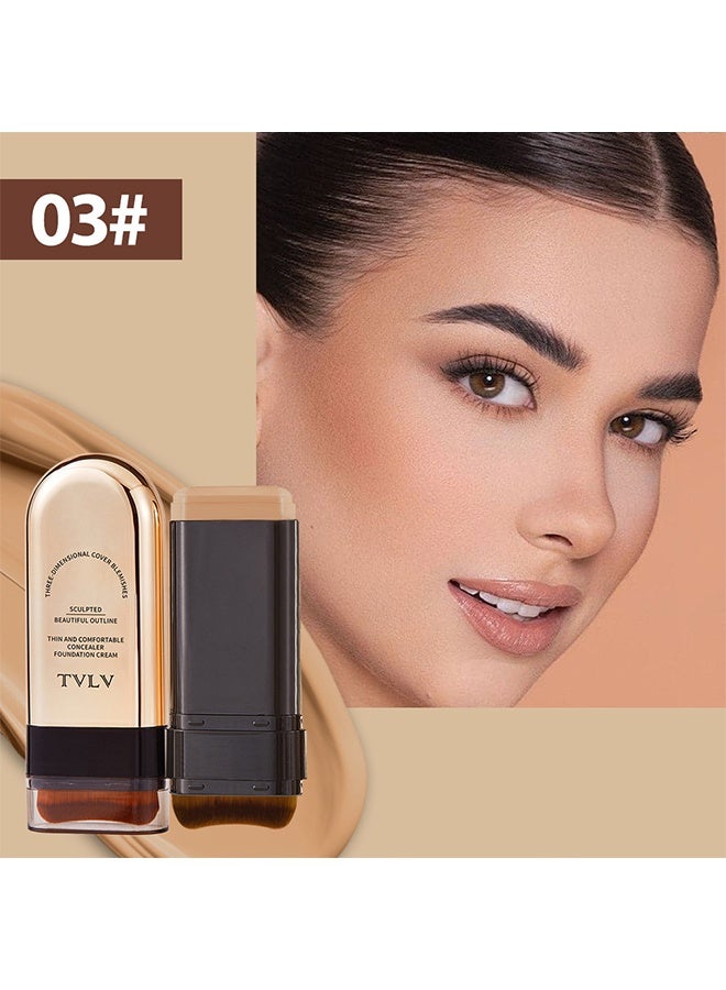 TVLV Concealer Foundation Cream - 2-in-1 Concealer & Foundation Stick Waterproof, Sweat-Resistant,Covers Dark Circles,Flawless Makeup #03 - Image 2