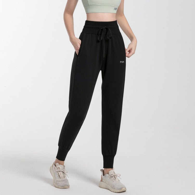 Running Pants Quick-Drying Fitness Casual High-Waisted Yoga Trousers Thickened Loose Leg-Tie Sports Pants for Women Spring and Autumn - Image 4