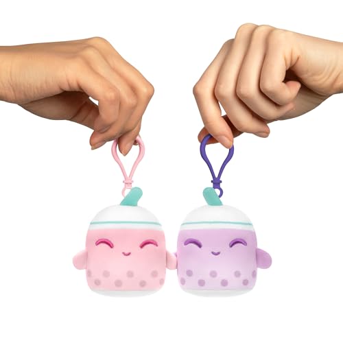 TeeTurtle Plushiverse - Plushmates Besties Keychain Set - Valentine’s Day - Cute Kawaii Pink And Purple Bobas - Novelty Clip-On Plush With Magnetic Hands - Image 2