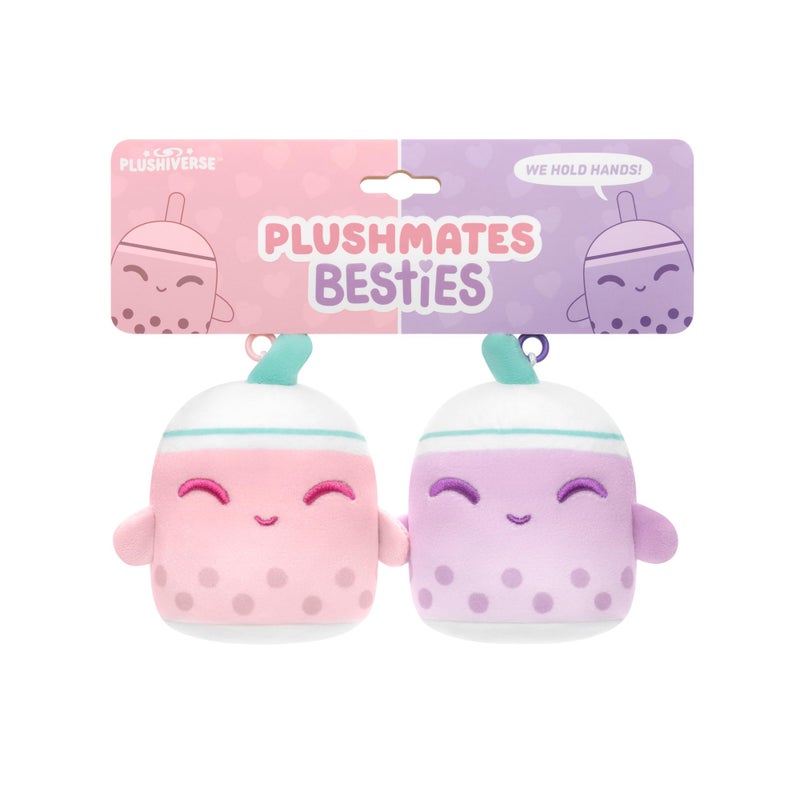TeeTurtle Plushiverse - Plushmates Besties Keychain Set - Valentine’s Day - Cute Kawaii Pink And Purple Bobas - Novelty Clip-On Plush With Magnetic Hands - Image 5