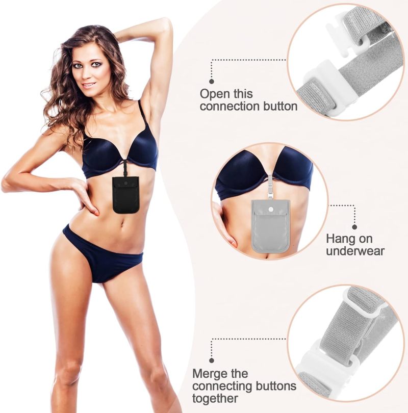 1 piece, nylon underwear change card storage bag (anti-theft personal wallet, credit card document hiding bag, safe portable personal bag)/black + shoulder strap. - Image 4