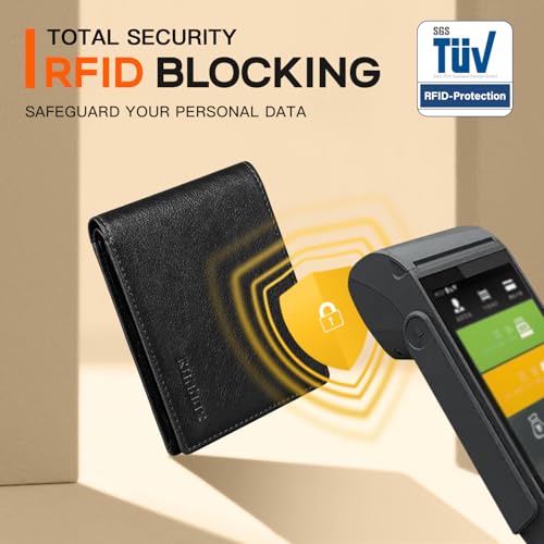 RUNBOX Wallet for Men Slim Leather Bifold RFID Blocking Minimalist Front Pocket Design with Gift Box - Image 4