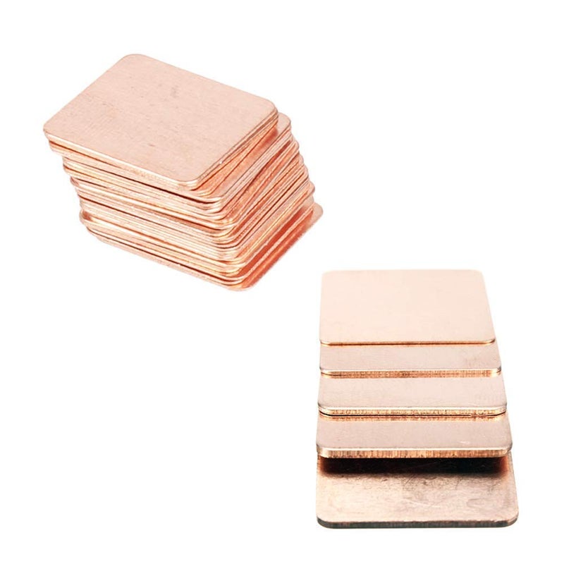 Easycargo 100pcs 12 sizes 15mm Copper Pad Shim Kit, Pure Copper Heatsink C1100, Low Profile Thermal Plate Cooler for Cooling PC Laptop GPU CPU IC Chips VGA RAM VRAM VRM PS5 M.2 SSD NVMe 2280 2242 2230 - Image 2