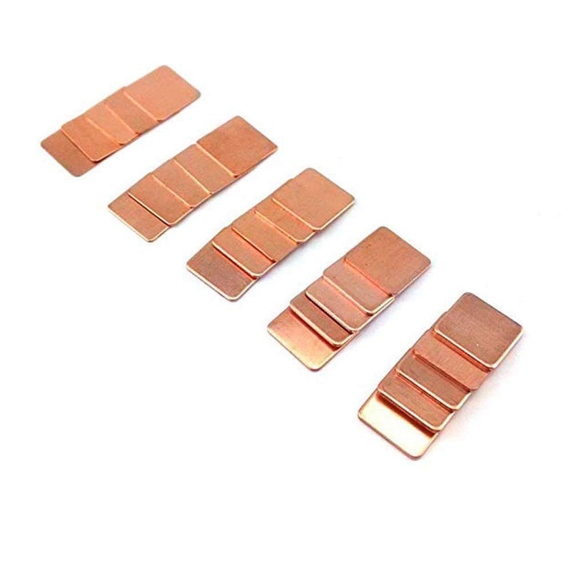 Easycargo 100pcs 12 sizes 15mm Copper Pad Shim Kit, Pure Copper Heatsink C1100, Low Profile Thermal Plate Cooler for Cooling PC Laptop GPU CPU IC Chips VGA RAM VRAM VRM PS5 M.2 SSD NVMe 2280 2242 2230 - Image 4