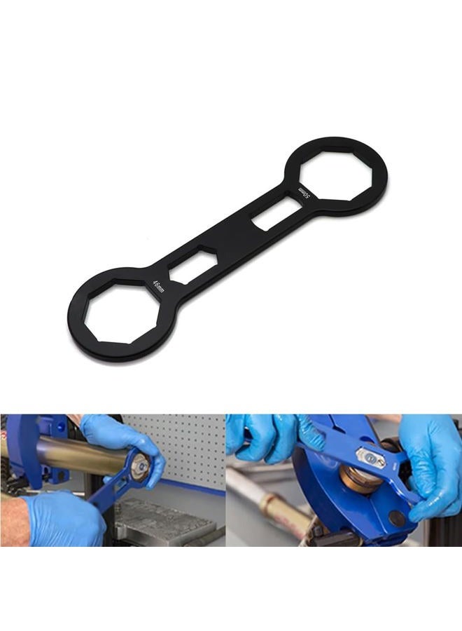 REWOLFNUS Motorcycle Universal 46mm/50mm Fork Cap Wrench Shock Absorber Front Forks Removing Rebuild Tool for Yamaha Kawasaki Suzuki Honda (Black) - Image 2