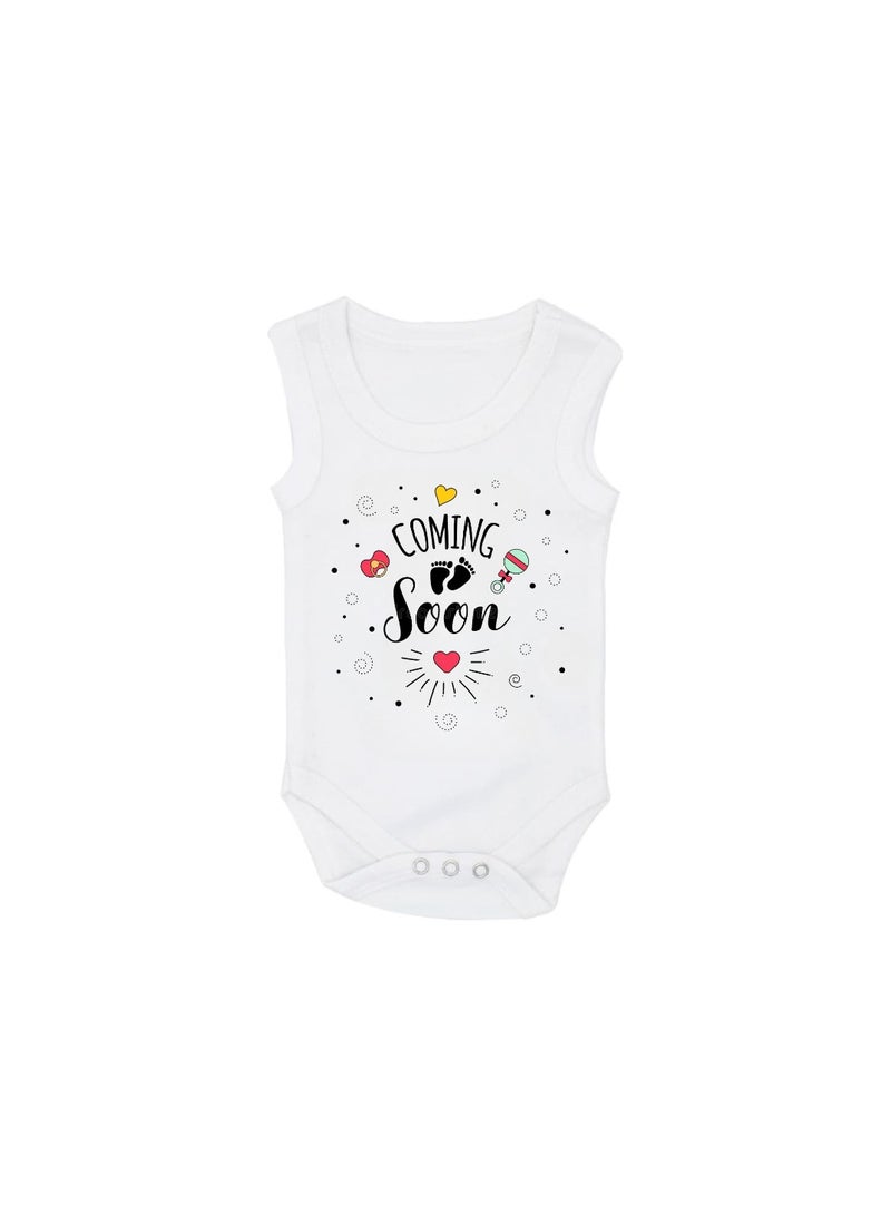 PRINTSHOP4ME Baby Romper Coming Soon Design–Soft Cotton Sleeveless Bodysuit For Boys And Girls–Comfortable Unisex Baby Onesie For Newborns,Infants And Toddlers - Image 1