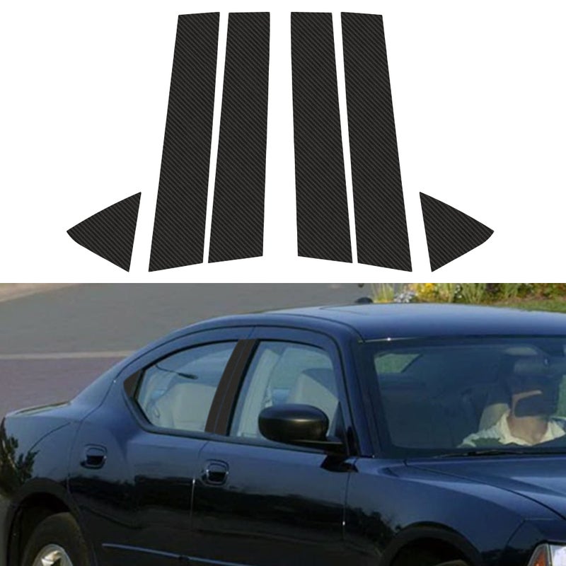 TOMALL Car Window Pillar Post Vinyl Stickers Compatible with Dodge Charger 20062010 Carbon Fiber Window Column Decals Overlay Wrap Trim Car Exterior Accessories Decoration Carbon Fiber