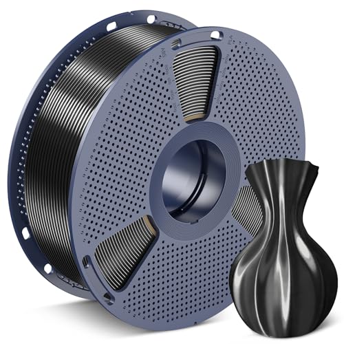 SUNLU Shiny Silk PLA Filament 1.75mm, Neatly Wound Glossy PLA 3D Printer Filament 1.75mm ±0.02mm, Fit Most FDM 3D Printers, Good Vacuum Packaging, 1kg Spool (2.2lbs), Silky Glossy PLA Black - Image 1