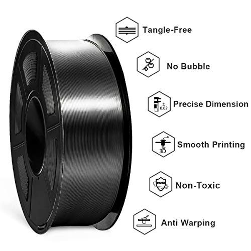 SUNLU Shiny Silk PLA Filament 1.75mm, Neatly Wound Glossy PLA 3D Printer Filament 1.75mm ±0.02mm, Fit Most FDM 3D Printers, Good Vacuum Packaging, 1kg Spool (2.2lbs), Silky Glossy PLA Black - Image 3