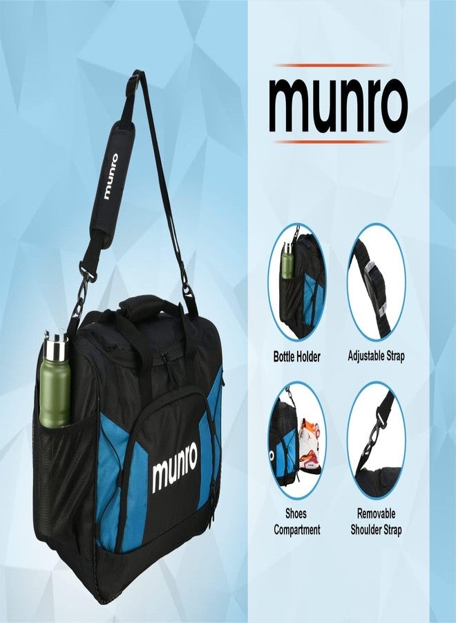 MUNRO Weekend Duffle Bag - (Blue/Black) Gym Bags, Unisex Bag with Separate Shoe Compartment, Fitness, Sports, Travel, Sports Kit, Adventure Bag. - Image 5