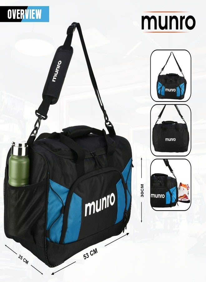 MUNRO Weekend Duffle Bag - (Blue/Black) Gym Bags, Unisex Bag with Separate Shoe Compartment, Fitness, Sports, Travel, Sports Kit, Adventure Bag. - Image 4