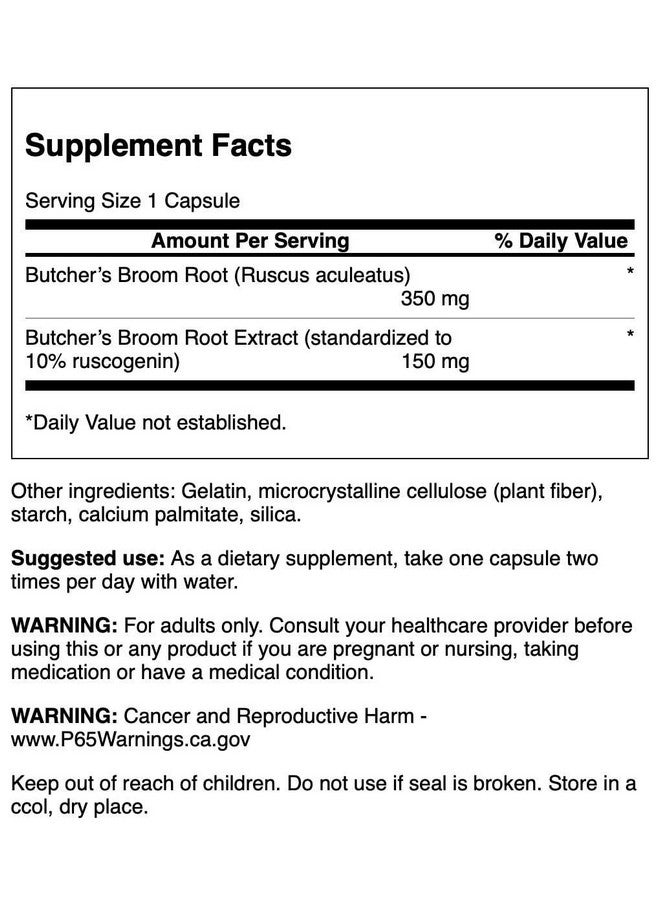Swanson Butcher's Broom (Standardized) 150 Milligrams 120 Capsules - Image 2