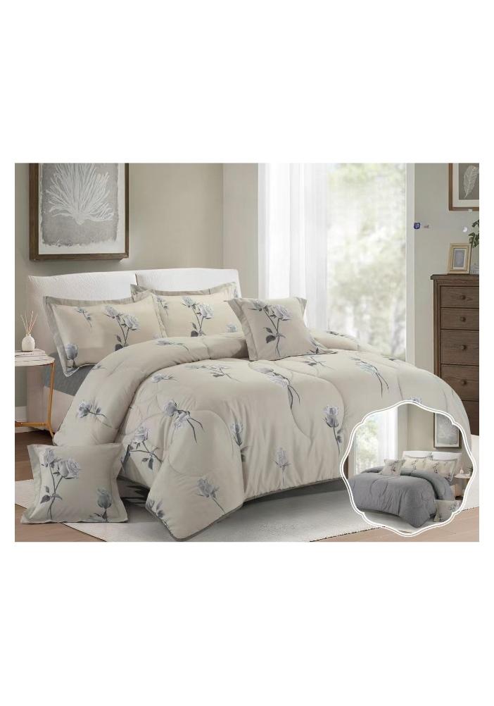 Blue Sky Luxurious Double bedspread made of 100% microfiber, reversible bed cover, double-filled duvet cover set, 6-piece sleeping set (filled duvet cover + fitted sheet + pillowcase + pillowcase). Bedspread measures 260 x 240 cm - Image 1