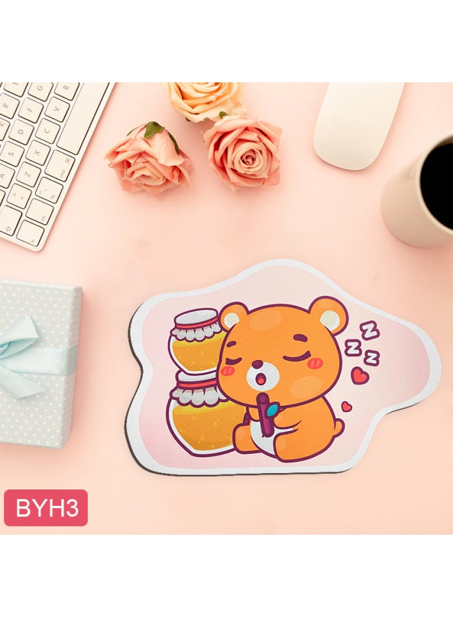 One-piece Special-shaped Mouse Pad Female Cute Mouse Pad Ins High-looking Office Computer Non-slip Silicone Table Mat-Color:3mm Thickness (profiled)-Pattern:BYH3  - Image 1