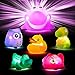 Woby Bath Toys for Toddlers 13No Hole Light Up Bath Toys Baby Bathtub Toys Bathroom Floating Animal Set with Colorful Flashing LED Light for Baby Funny Forest Animal Style - Image 4