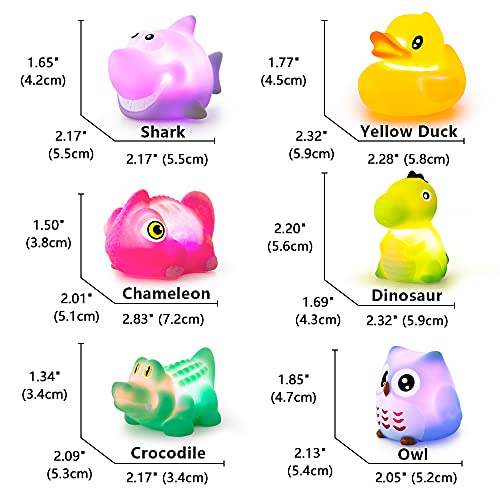 Woby Bath Toys for Toddlers 13No Hole Light Up Bath Toys Baby Bathtub Toys Bathroom Floating Animal Set with Colorful Flashing LED Light for Baby Funny Forest Animal Style - Image 5