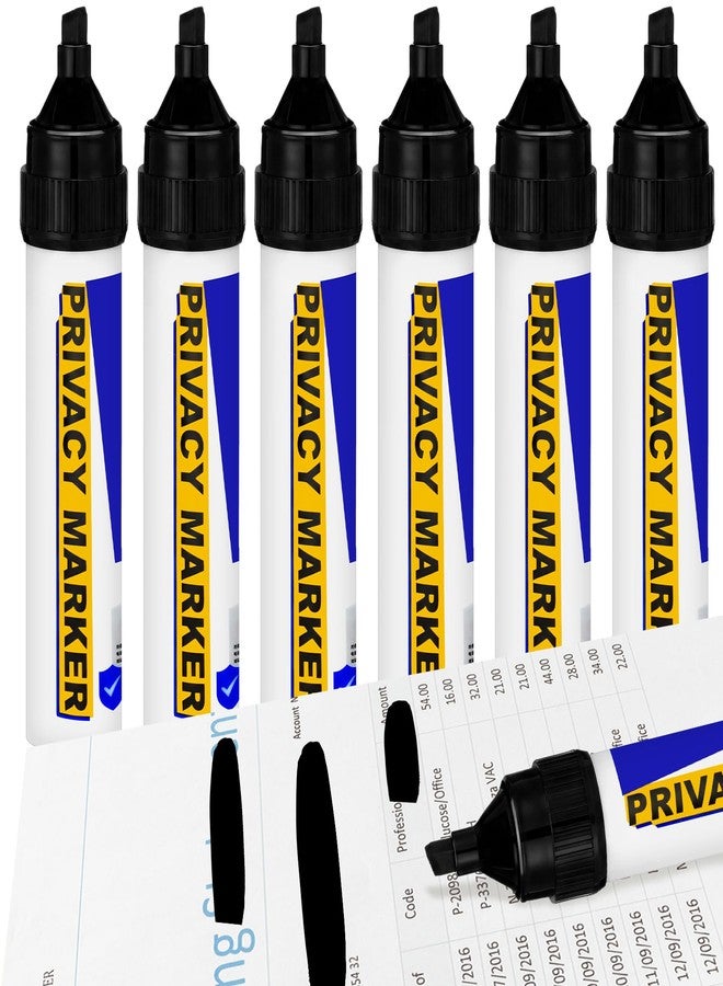 Fuyoooo 6 Pack Secure Marker Redacting Pen Privacy Blackout Marker Security Redaction Pen for Blacking Out Private Information Confidential Forms Sensitive Documents Mailing Addresses - Image 1