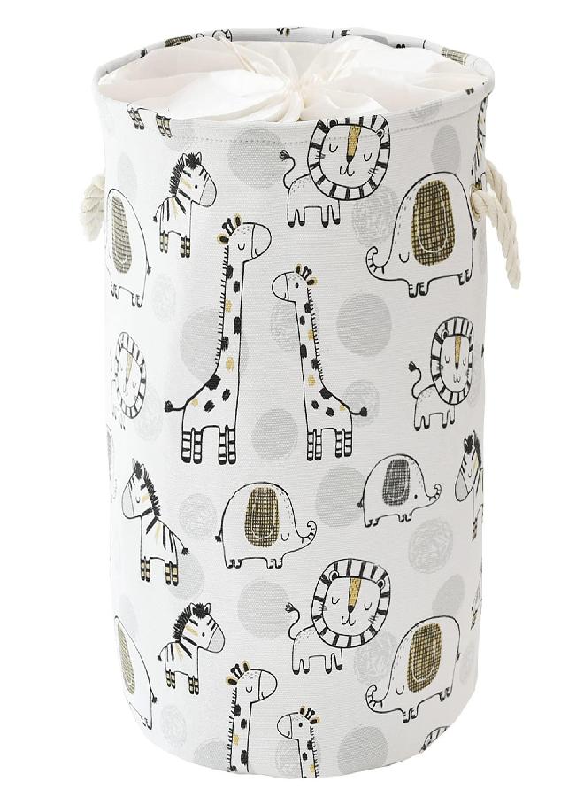 INough Kids Laundry Basket Extra Large Baby Hamper for Nursery, 58L Kids Baskets for Nursery Stuffed Animal Storage Basket, Canvas Clothes Hamper Toy Basket for Boys Foldable Laundry Hampers (Giraffe)