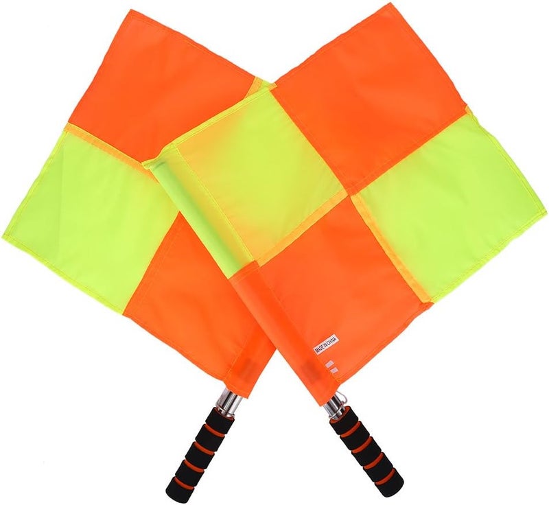 woobles Soccer Referee Flags, Sports Soccer Linesman Flags Hockey Training Flags with Storage Bag (2Pcs) - Image 1