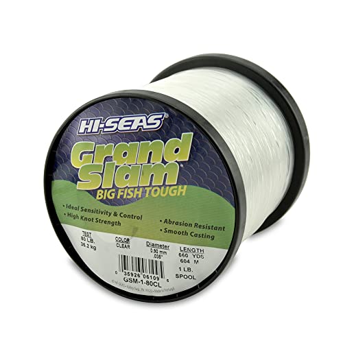 Hi-Seas Grand Slam Monofilament Line, 80 lb / 36.2 kg Test, .035 in / 0.90 mm Dia, Clear, 660 yd / 604 m - Image 1