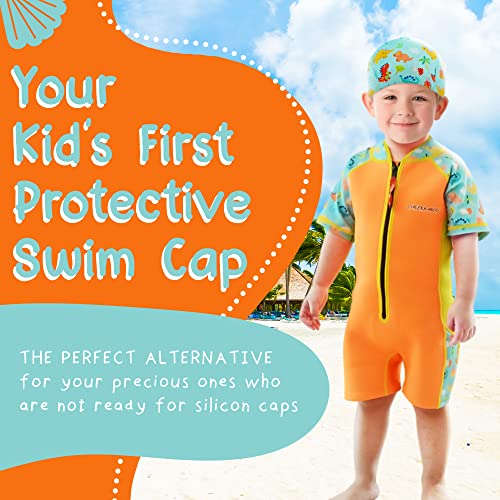 Cheekaaboo Kids Swim Cap | Soft Stretch Spandex Quick-Dry Fabric | Comfortable Toddler Swimming Cap for Boys & Girls 2-8 Years - Image 4