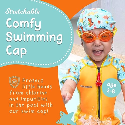 Cheekaaboo Kids Swim Cap | Soft Stretch Spandex Quick-Dry Fabric | Comfortable Toddler Swimming Cap for Boys & Girls 2-8 Years - Image 2