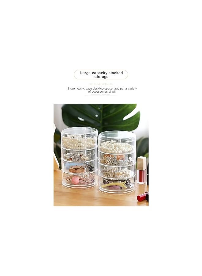 The Bros 4 Layers 360 Rotatable Cosmetics Beauty Container Earrings Ring Necklace Jewelry Organizer Storage Box Organizer, Travel Case, Holder for Ring, Pendant, Earring, Necklace, Bracelet.  - Image 4