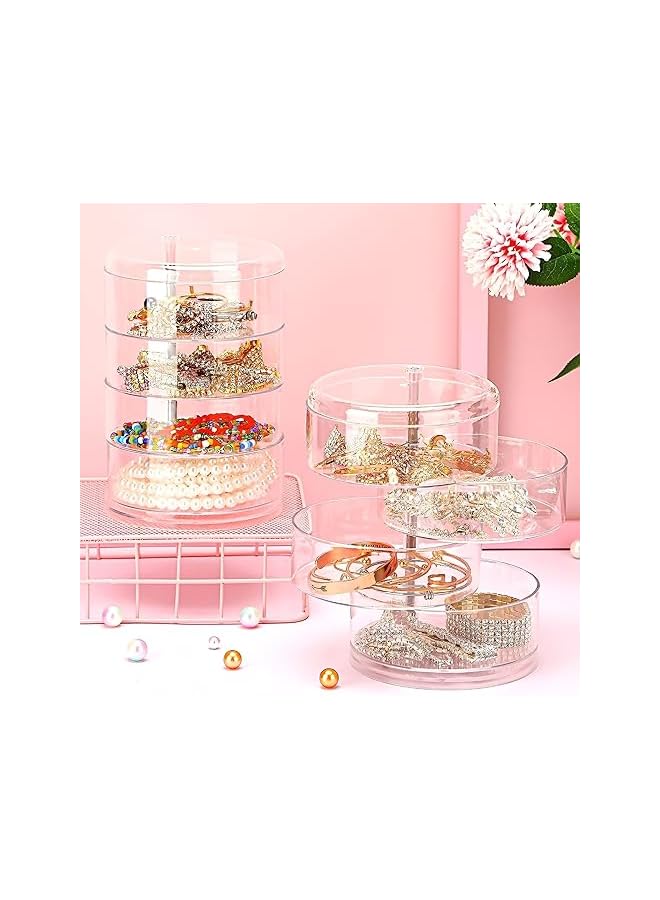 The Bros 4 Layers 360 Rotatable Cosmetics Beauty Container Earrings Ring Necklace Jewelry Organizer Storage Box Organizer, Travel Case, Holder for Ring, Pendant, Earring, Necklace, Bracelet.  - Image 2