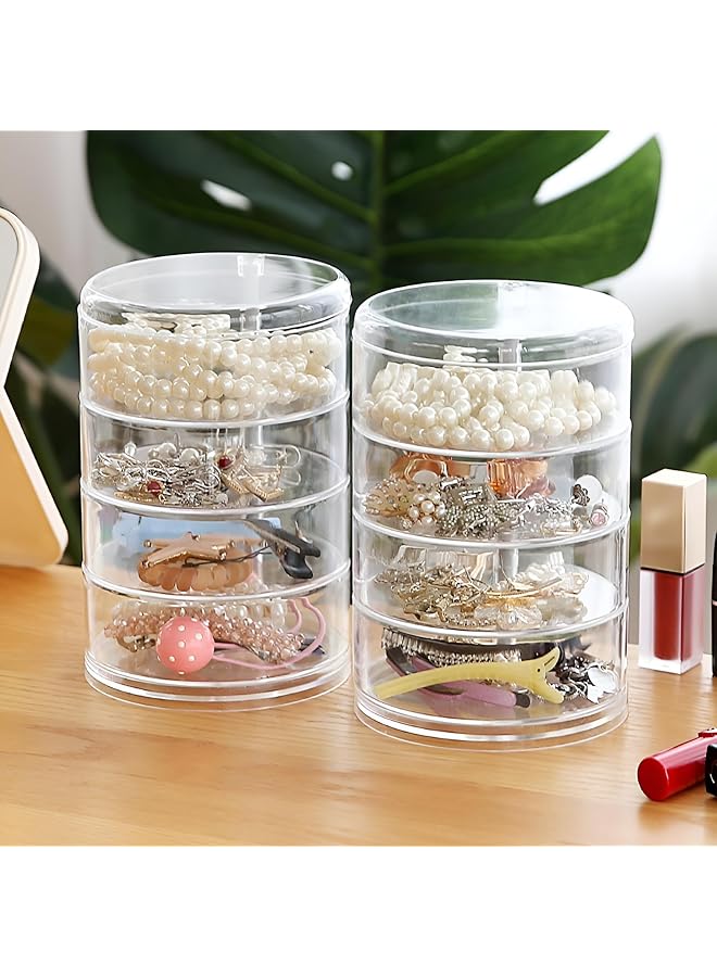 The Bros 4 Layers 360 Rotatable Cosmetics Beauty Container Earrings Ring Necklace Jewelry Organizer Storage Box Organizer, Travel Case, Holder for Ring, Pendant, Earring, Necklace, Bracelet.  - Image 1
