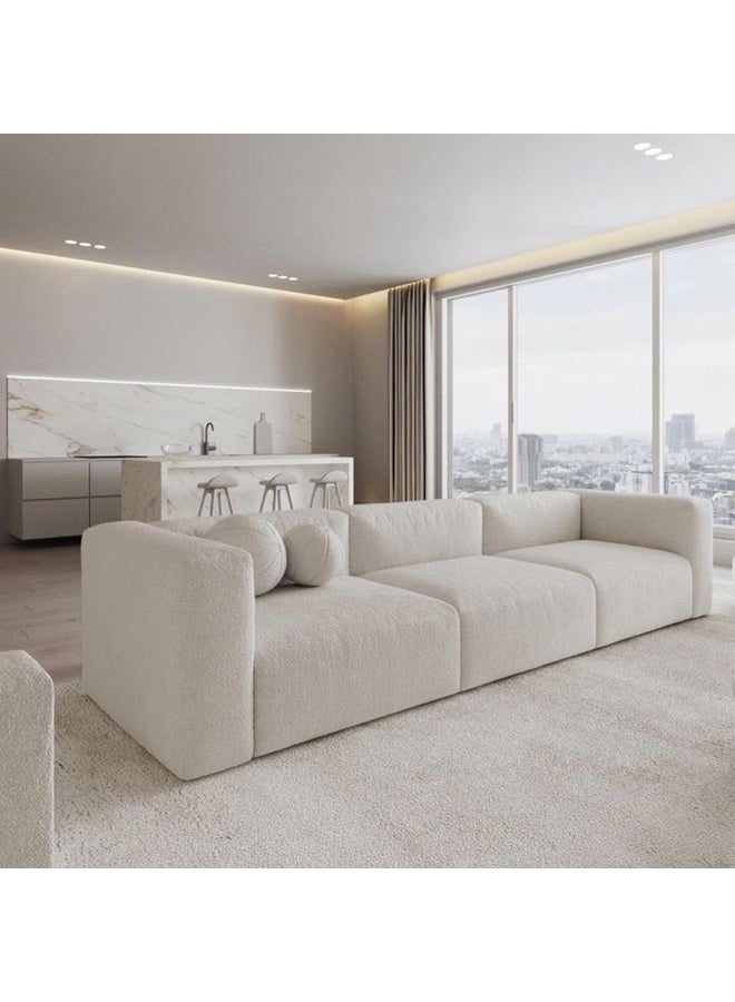 Homzmart Swedish wood and bucklet 4 Seaters Sofa - Off-white - Image 1