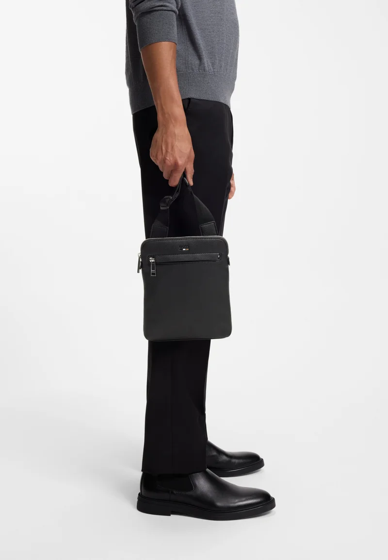 BOSS Black Grained faux-leather envelope bag with signature-stripe trim for Men | Best Price UAE
