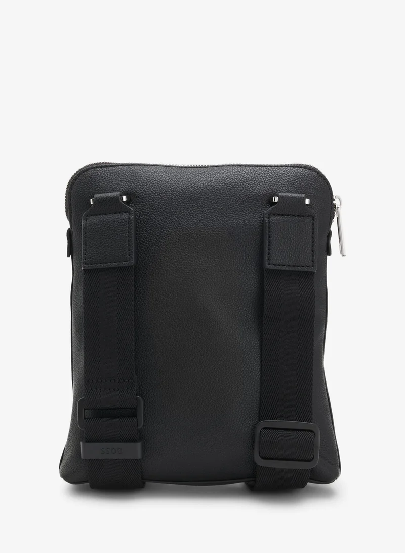 BOSS Black Grained faux-leather envelope bag with signature-stripe trim for Men | Best Price UAE