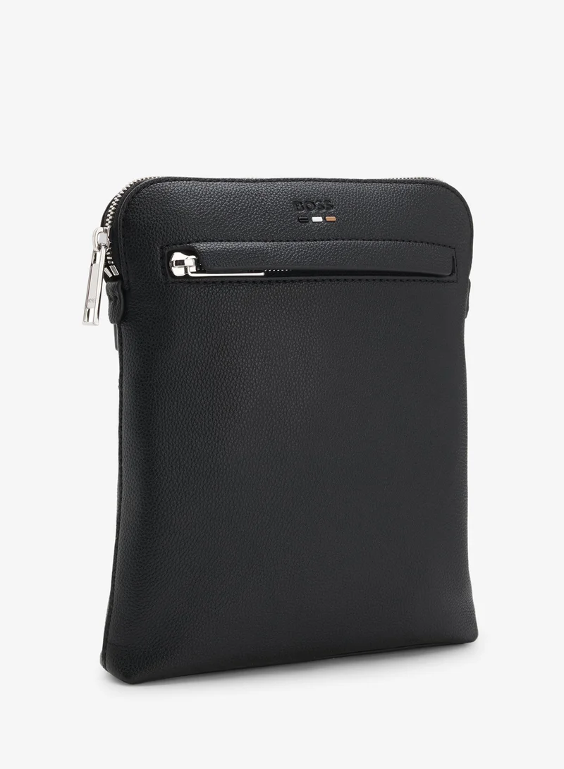 BOSS Black Grained faux-leather envelope bag with signature-stripe trim for Men | Best Price UAE