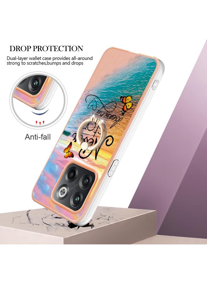 erorex Case For OnePlus 10T 5G / Ace Pro Electroplating IMD TPU Phone Case with Ring - Image 2