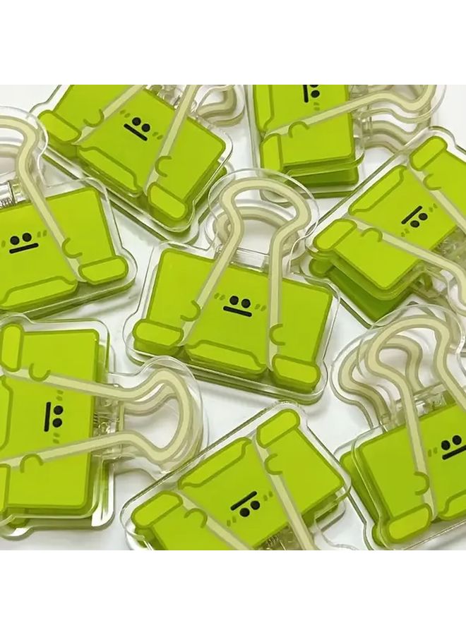 Green 10pcs Smiling Face Heart Eyes Double Sided Sticky Note Clips - Image 4