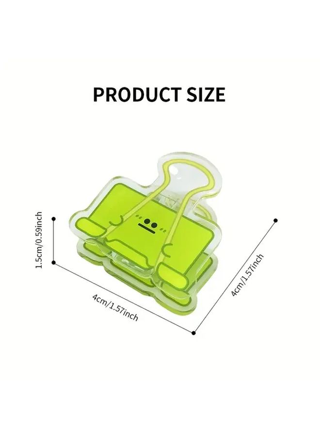 Green 10pcs Smiling Face Heart Eyes Double Sided Sticky Note Clips - Image 2