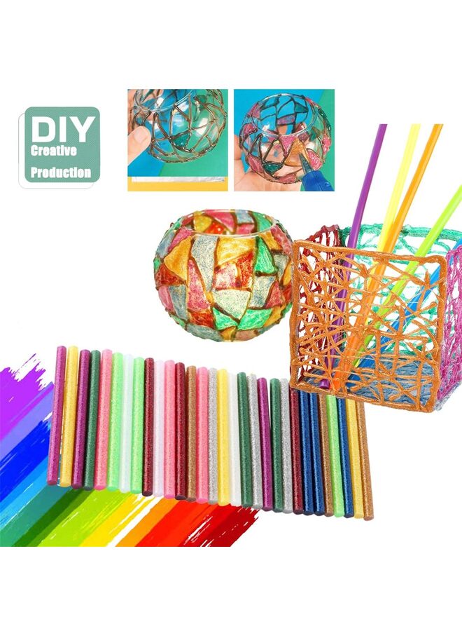 120 قطعة من أعواد الغراء الساخن، أعواد غراء ملونة، 12 لونًا، 0.28 بوصة × 3.9 بوصة، 10 قطع لكل لون، أعواد غراء ساخن صغيرة لمسدس الغراء، أعواد غراء لإصلاح الأعمال الفنية والحرفية بنفسك - Image 2