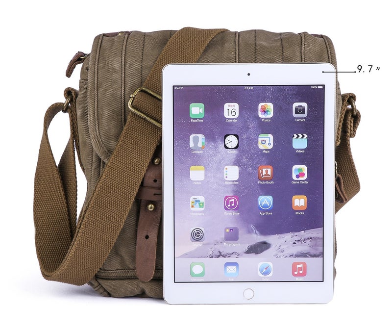 GOOTIUM Canvas Crossbody Bag - Small Messenger Bag | Vintage Shoulder Purse, Field Tan - Image 2
