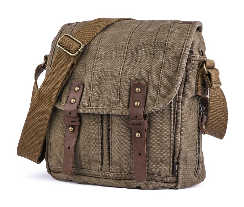 GOOTIUM Canvas Crossbody Bag - Small Messenger Bag | Vintage Shoulder Purse, Field Tan - Image 4